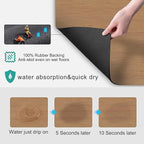 Coffee Mat Coffee Bar Mat - Absorbent Rubber Backed Coffee Pot Cup Holder Quick Drying Mats Fit Under Coffee Maker Espresso Machine Coffee Bar Accessories Kitchen Counter Dish Drying Mat 23"x15", Wood