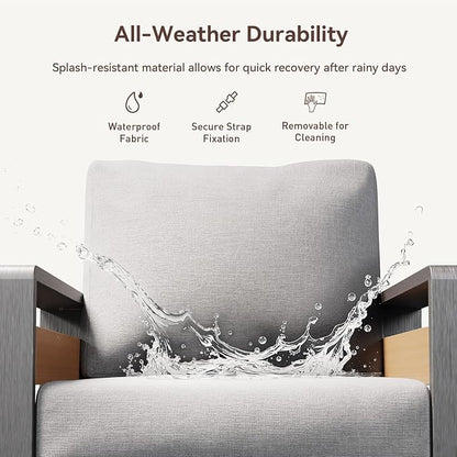 Aoxun Aluminum Outdoor Patio Furniture Set, 3 Seats Metal Sectional Patio - Image 5