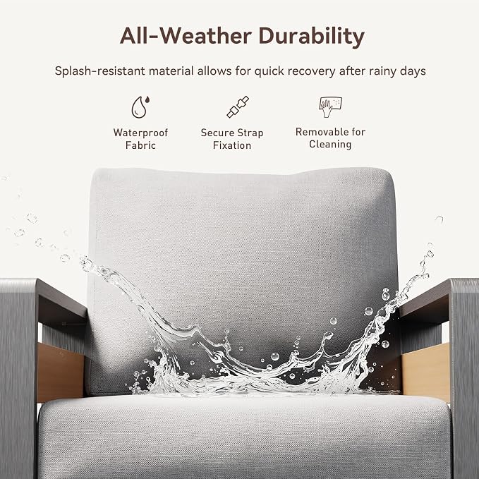 Aoxun Aluminum Outdoor Patio Furniture Set, 2 Seats Metal Sectional Patio - Image 4