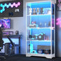 knoworld Display Cabinet with Glass Doors, 4-Tier Glass Display Case with 15mm by KNOWORLD