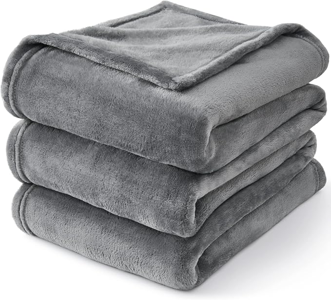 BEDELITE Fleece Blanket Soft Plush King Size Bed Blanket Grey 108"x90" | Ultra - Image 7