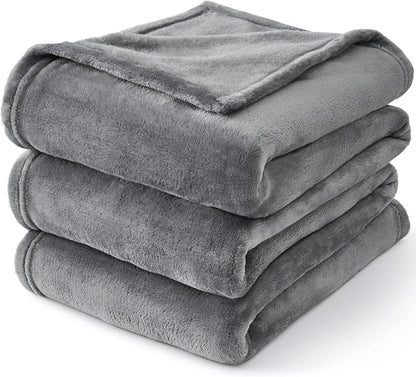 BEDELITE Fleece Blanket Soft Plush King Size Bed Blanket Grey 108"x90" | Ultra - Image 7
