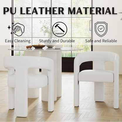 RIVOVA Modern Barrel Dining Chairs Set of 8, PU Leather Upholstered Accent Side - Image 3