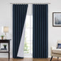 Vision Home Navy Blue Pinch Pleated Full Blackout Curtains Linen Blended Room by VisionHome