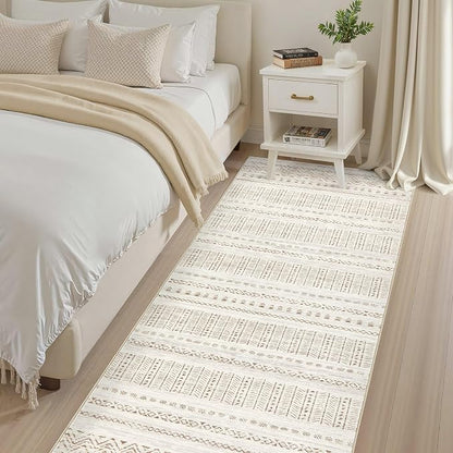 cotiled Hallway 3x10 Runner Rugs Washable Boho Rug Brown Cream | Solve Modern - Image 4