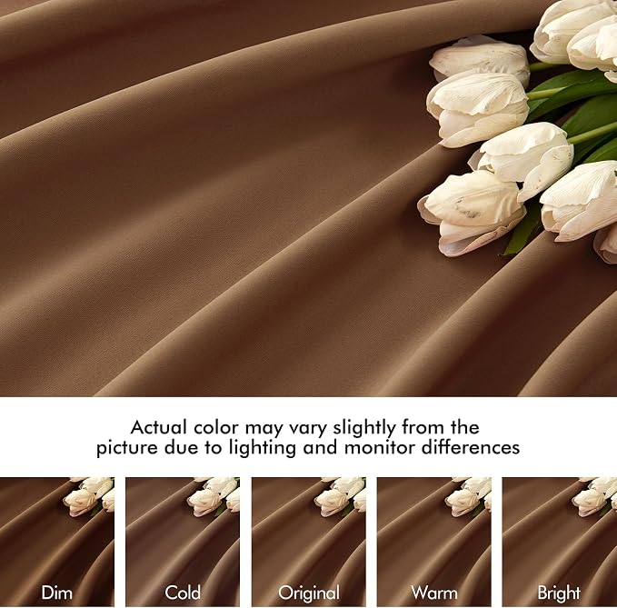 MIULEE Cappuccino Brown Back Tab Blackout Curtains 52x120 Inch 2 Panels Set | - Image 8