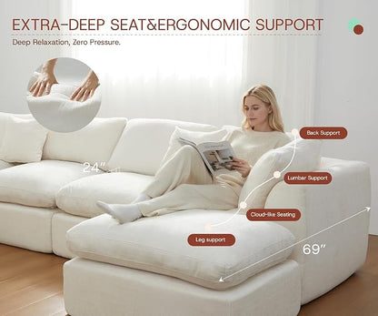GRUSIGN 141'' Oversized Boneless Cloud Couch - Image 5
