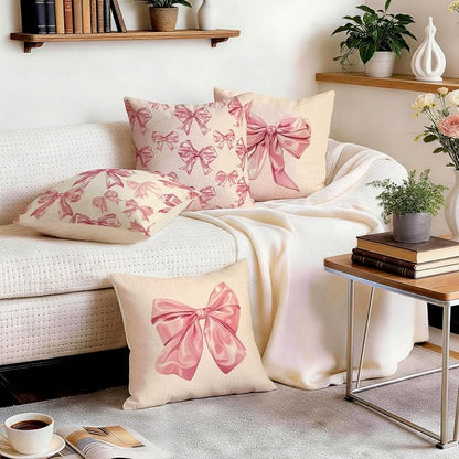OBSEDE Cute Pink Bow Decorative Throw Pillow Covers 18 × 18 in, Couch Cushion - Image 9