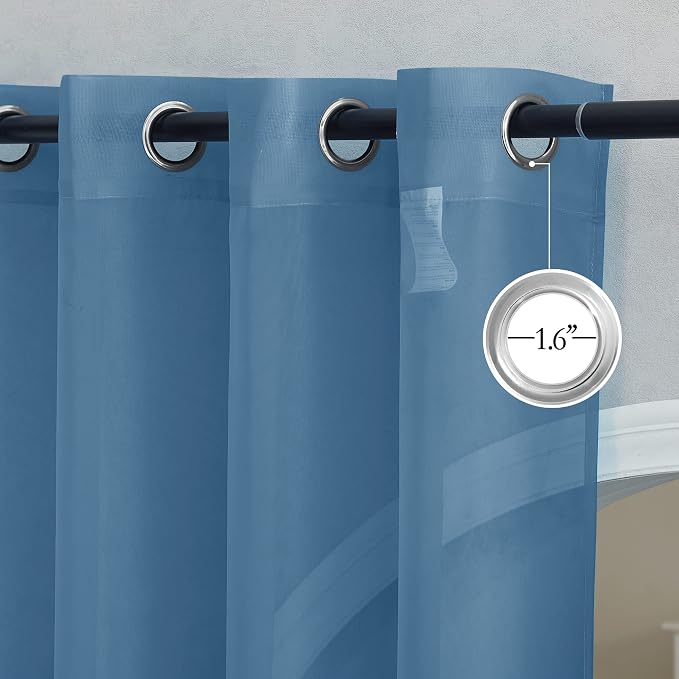 NICETOWN Voile Sheer Stone Blue Curtains 84 Inches Long, Grommet Airy & - Image 3