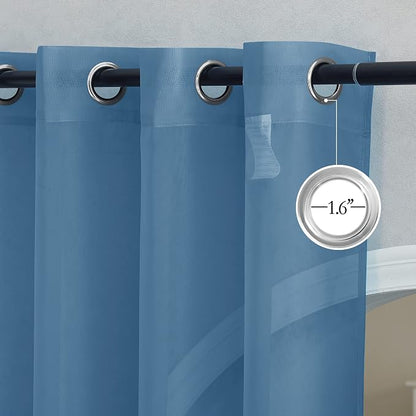 NICETOWN Stone Blue Sheer Curtains 90 Inches Long, Grommet Airy & Lightweight - Image 2