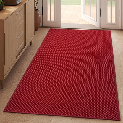 3x5 ft Area Rug Entryway Runner Kitchen Rugs Non Slip Washable Red | Boho Woven by YDKGL