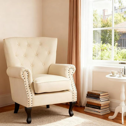 Modern Faux Leather Accent Chair, Upholstered Mid-Century Armchair - Image 5
