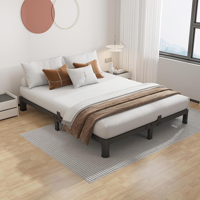ROIL 4 inch King Size Bed Frame Metal Platform No Box Spring Needed - Image 8