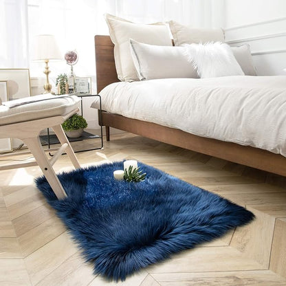 Ashler Faux Fur Rectangular Rug, Fluffy Shaggy 2 x 2.9 ft, Ultra Soft, Machine - Image 3