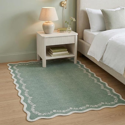 GarveeHome 3x5 Scalloped Washable Area Rug Non Slip Bedroom Entryway Rug | Soft by GarveeHome
