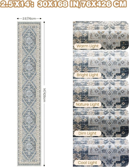 Washable Runner Rug 2.5x14, Long Kitchen Rugs Non-Slip, Soft Hallway Runner - Image 2