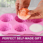 Rose Silicone Molds - 2 Pack Handmade Large Rose Flower Soap Mold - Food Grade DIY Bar Mould for 3D Soap, Mousse, Muffin, Cake, Chocolate, Jelly, Resin, Candle - Just Pop Out & Dishwasher Safe