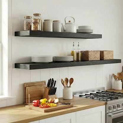 12 inch Deep Floating Shelves for Wall, 72 inch Wide Engineered Wood Wall - Image 6