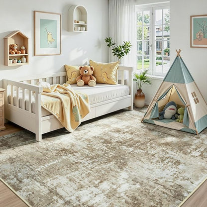 Rugflix 5x7 Area Rugs for Living Room, Washable Brown Large Rug | Machine - Image 8