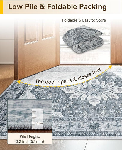 RELEANY Washable Area Rug, Small 2'x4', Water Repellent, Pet Friendly, Vintage - Image 5