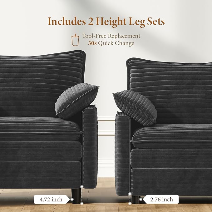 Vesgantti 74" Cloud Couch for Living Room, 2 Seaters Deep Seat Sectional - Image 4
