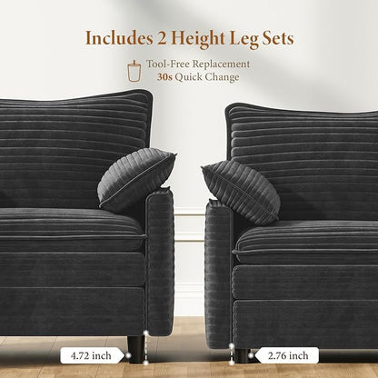 Vesgantti 74" Cloud Couch for Living Room, 2 Seaters Deep Seat Sectional - Image 4