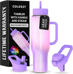 Coldest 40 oz Tumbler with Handle and Straw - 100% Leak Proof Insulated Tumbler with Lid and Straw (3 Lids) - Stainless Steel Tumblers for Women & Men - Cup Holder Friendly Base, 46 oz (Unicorn)