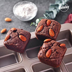 Brownie Cake Pan, 9-Cavity Non-Stick Square Muffin Pan Blondie Bakeware for Oven Baking (Champagne Gold)