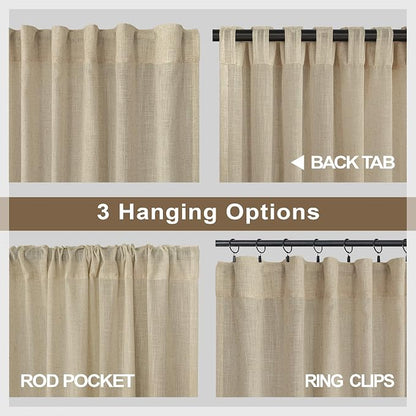90 Inch Linen Curtains 2 Panels - Image 5