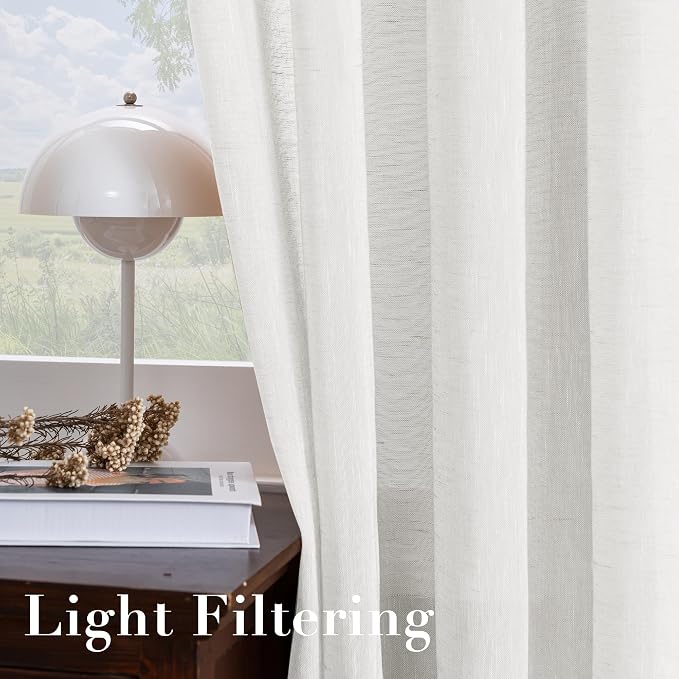 H.VERSAILTEX White Linen Curtains 96 inches Long Natural Linen Blended - Image 5