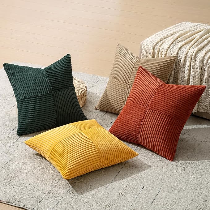 MIULEE Fall Green Rust Throw Pillow Covers 18x18 Inch Set of 4 Boho Farmhouse - Image 6