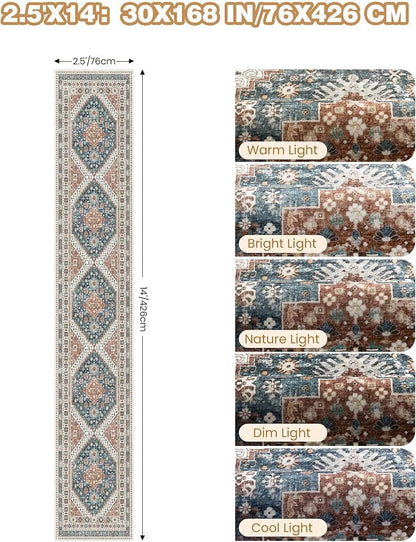 Washable Runner Rug 2.5x14, Long Kitchen Rugs Non-Slip, Soft Hallway Runner - Image 2