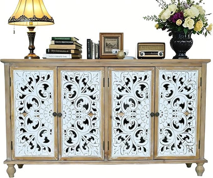 LKTART 60" Vintage Sideboard Buffet Cabinet, French Country Sideboard, - Image 5