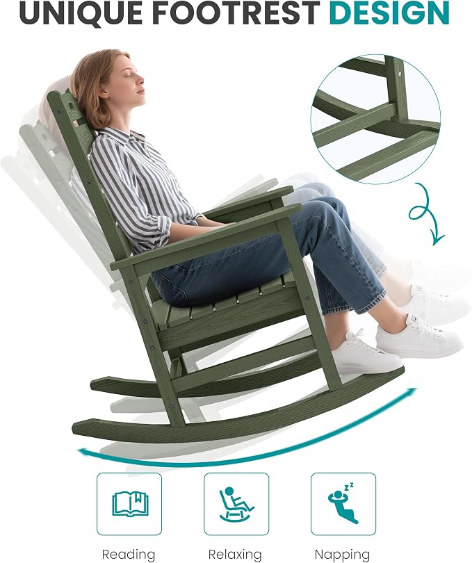 SERWALL Outdoor Rocking Chair, Oversized Rocking Chair - Image 7