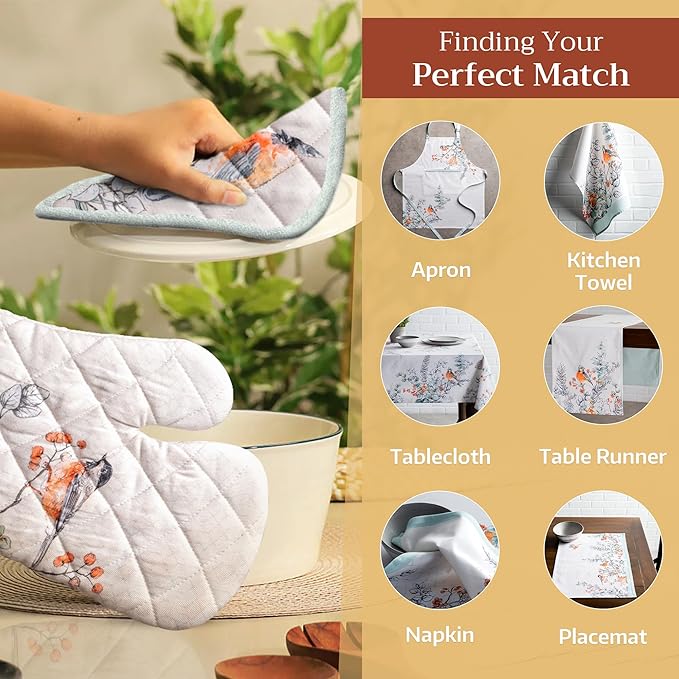Maison d' Hermine Pot Holders 100% Cotton Heat Resistant Potholders 8" x 8" Hot Pads with Loop BBQ, Cooking, Baking, Grilling, Kitchen, Handling Hot Pans (Pack of 1, Whitish Shabby Chique)