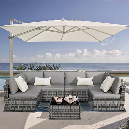 KIGOTY Patio Furniture Set, 7 Pieces Modular Outdoor Sectional Sofa, PE Rattan - Image 2