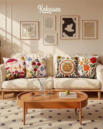 Embroidered Throw Pillow Covers 18x18 Inch, Flower Cluster | Decorative Pillow - Image 6