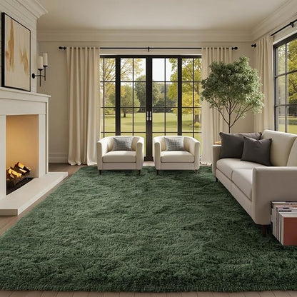 6x9 Ft Large Green Area Rug for Bedroom Living Room, Ultra Soft Fluffy Furry by Cuzwlovita