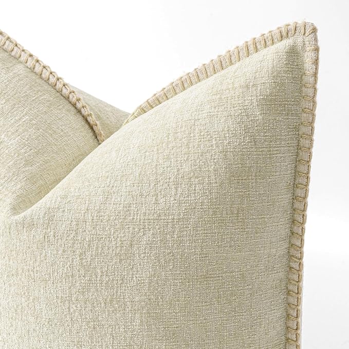 MIULEE Decorative Couch Throw Pillow Covers 18x18 Inch Cream White 2 Pack | - Image 2