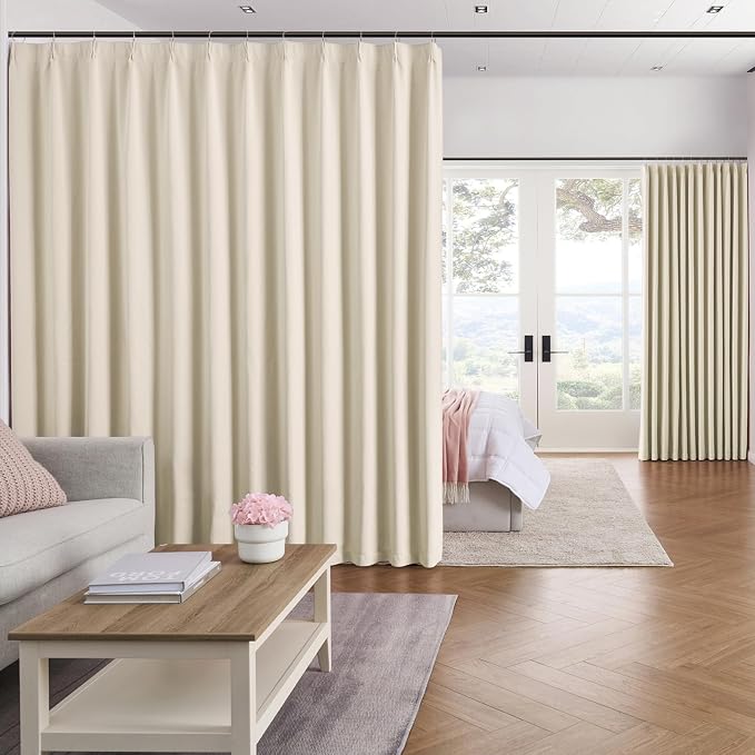 Pinch Pleated Curtains 105 Inches Long, Memory Shape Room Darkening Soundproof by KEQIAOSUOCAI