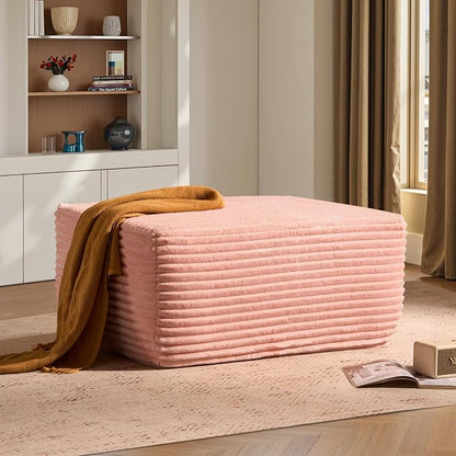 ovios 37" Plush Corduroy Ottoman, Upholstered Cloud Ottoman by OVIOS