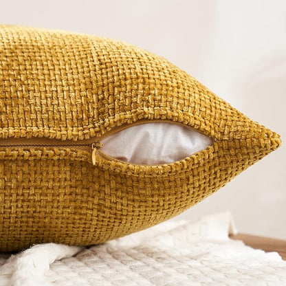 MIULEE Decorative Chenille Fall Pillow Covers Gold Brown 20x20 Pack of 4 | - Image 7