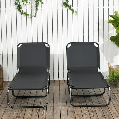 Outsunny 2 Piece Folding Chaise Lounge Pool Chairs, Outdoor Sun Tanning Chairs - Image 9