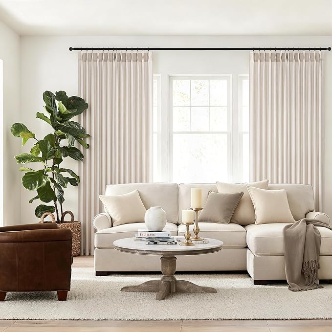 Topfinel Pinch Pleated Curtains 90 Inches Long 2 Panels Set, Ivory Beige Semi - Image 3