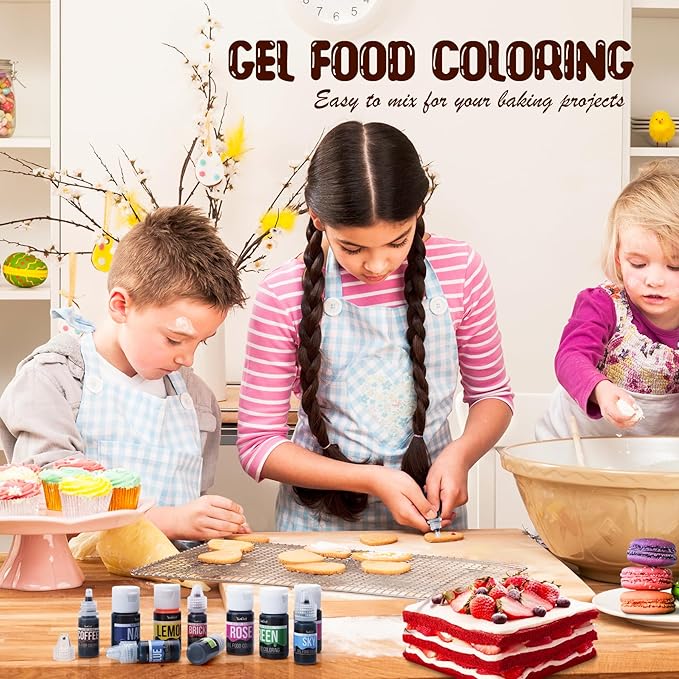 Food Coloring Gel Set - 22Vibrant Color Gel Food Coloring for Cake Decorating, Baking, Easter Egg, Icing - Tasteless Food Color Dye for Fondant, Cooking, Slime, Airbrush - 0.2 Fl. oz (6 ml)/Bottles