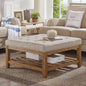 24KF Large Square Upholstered Tufted Linen Ottoman Coffee Table, Large Footrest by WEMARTHOMEDECOR