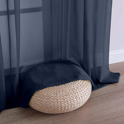 Chyhomenyc Navy Blue Sheer Curtains 84 Inches Long 2 Panels, Light Filtering - Image 8