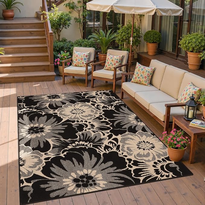 Findosom Washable Area Rug 5x7, Non Slip High-Low Textured Floral Rugs - Image 6