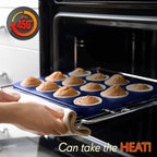 NutriChef 12-cup Blue Oven Muffin Pan, Non-Stick Coated Layer Surface, Even Heating Muffin Tray for Muffins, Cupcakes, Pastries & Mini Pies, Used for Model Number NCBK6TR