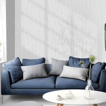 Beige Grey Grasscloth Peel and Stick Wallpaper 15.74" x 196.85" Boho Grass - Image 5